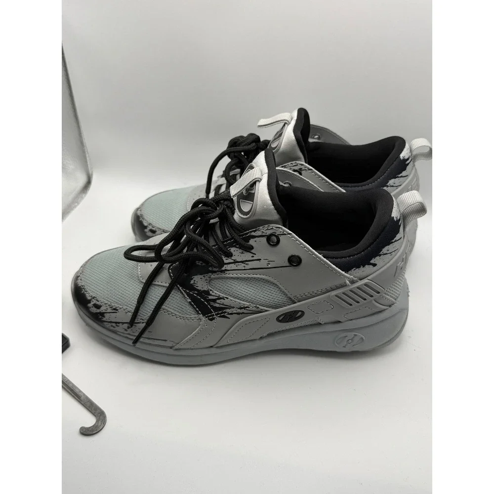 Heelys Roller Shoes Kids Youth 6 Grey Black Paint Splatter Sneakers with Tool